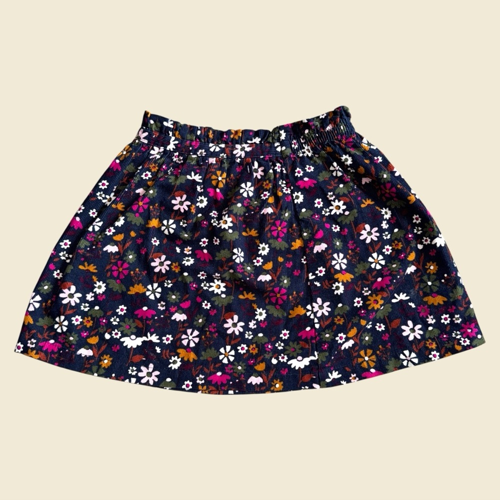 Wonder Nation Corduroy Floral Kids Skirt - Black and Multicolor